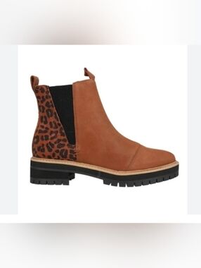 Toms Dakota Leather Leopard Trim Chelsea Boots